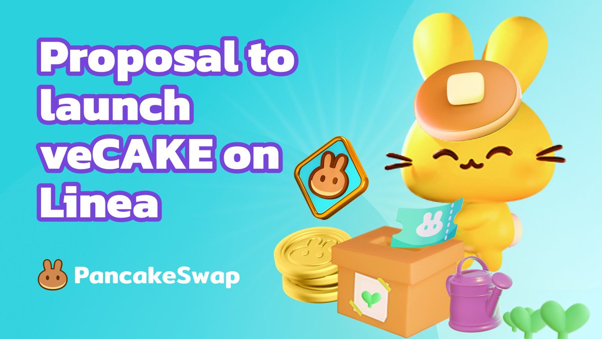 PancakeSwap's tweet photo. ⚡️ Proposal to launch veCAKE on Linea

📄 We propose to launch veCAKE on Linea, as part of our broader veCAKE multi-chain expansion

🗳 Vote for free here: 
https://t.co/pGmWE8irOC

🐰 New to veCAKE? Dive into our blog https://t.co/doaCruwf5y https://t.co/JDL8U9NkUJ