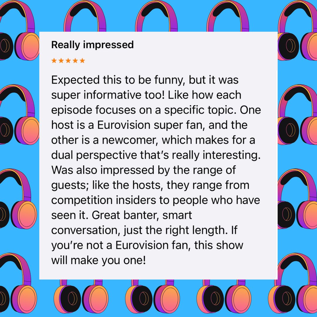 euroversepod's tweet photo. We don’t blush easy, but these reviews on Apple Podcasts got us 😊☺️🤗

#EuroversePodcast #applepodcasts #fivestars #gratitudeoverload #podcastlove #eurovisionsongcontest2024 #unitedbymusic https://t.co/lCbhaf9Ji5