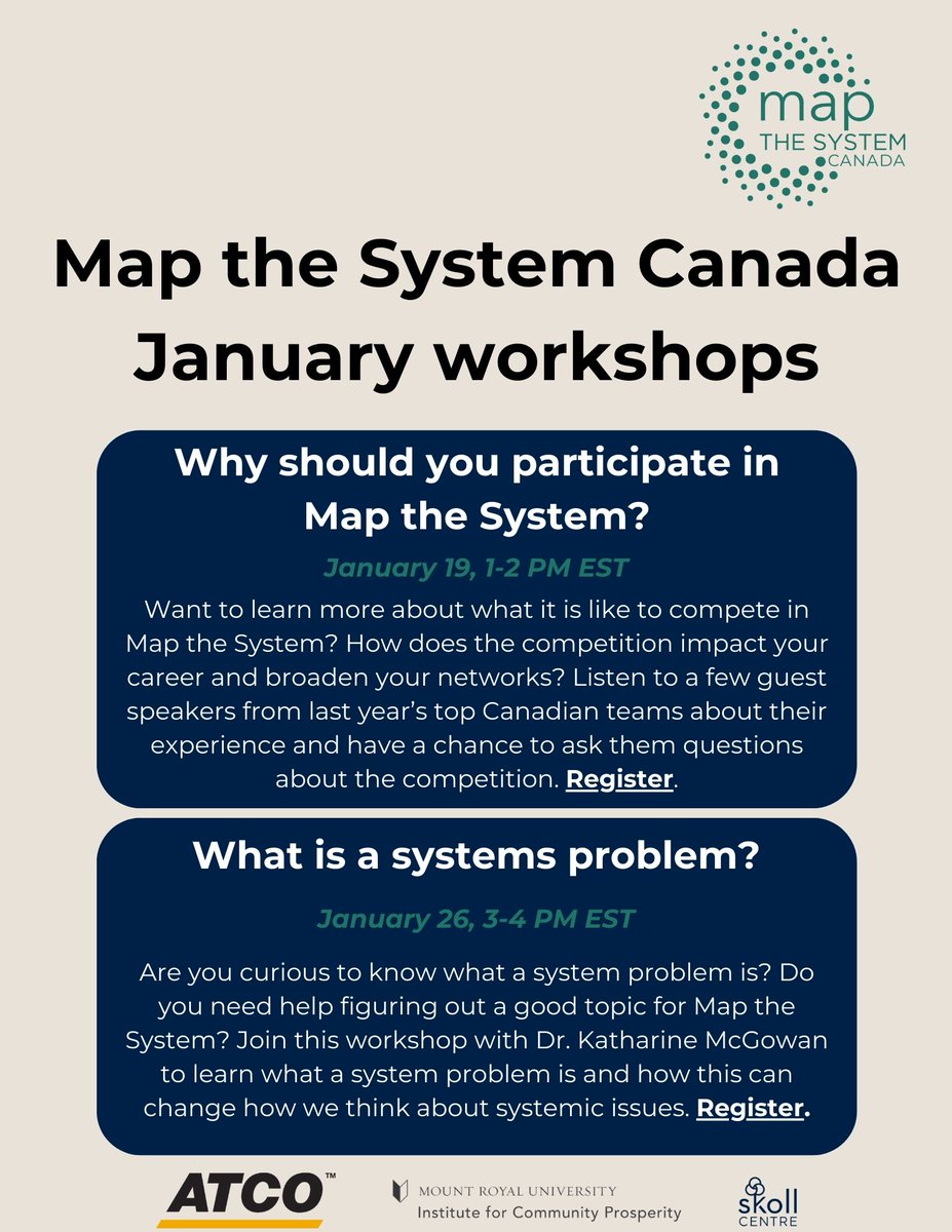 🌐 Ready to explore the power of systems thinking? 🤔 Join us for the Map the System Canada workshops and unlock the potential to create systems change through the competition!🤝 Register now for the workshops and be part of the movement ✨mapthesystem.ca/resources