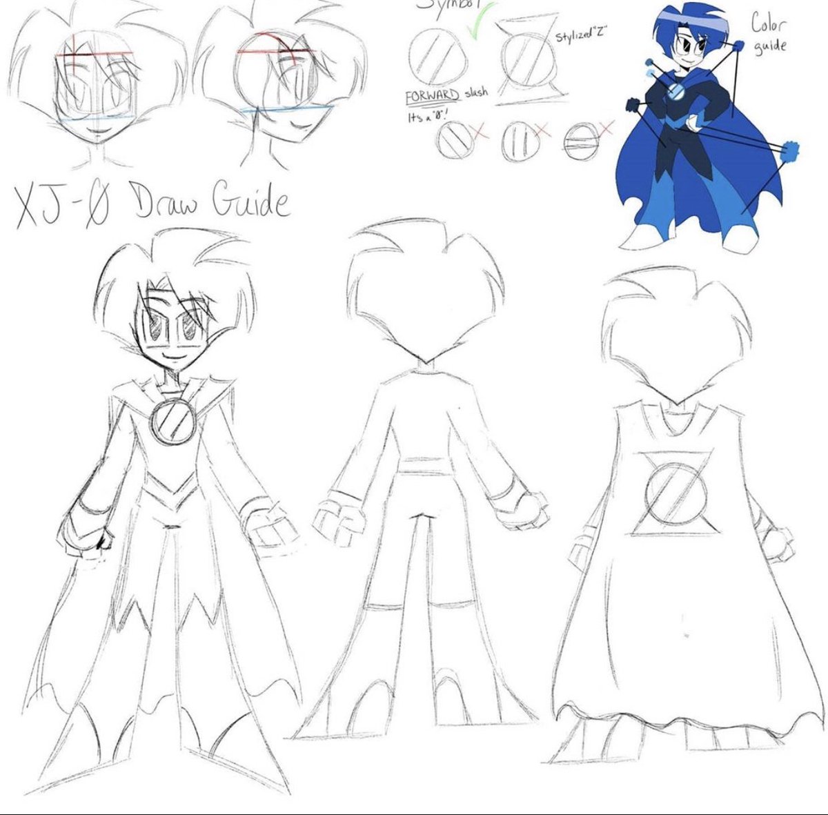 My OC drawing Guide! XJ-0, aka 