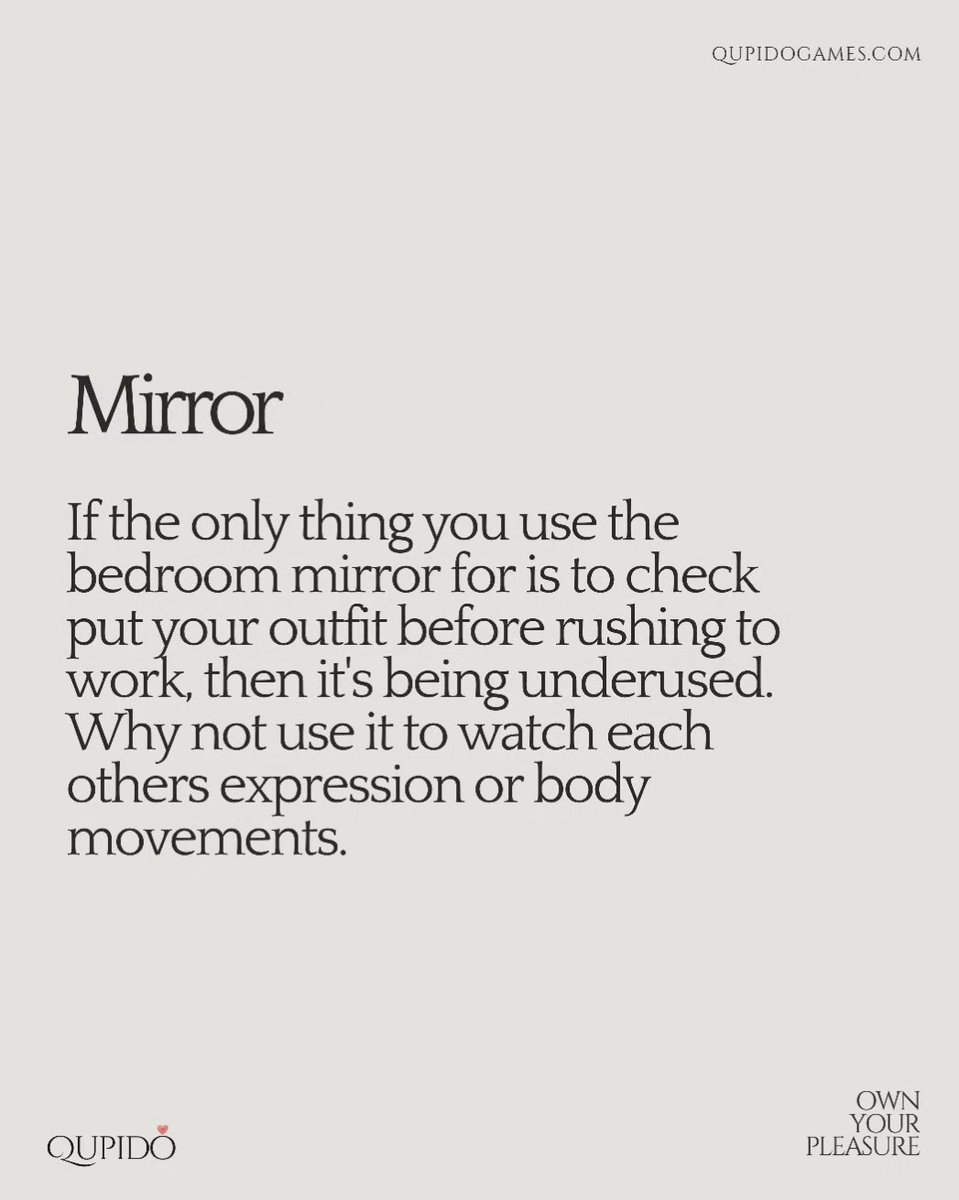 Qupido_xo's tweet image. Not sure if you know this, but the mirror is a great sex toy. Each time you masturbate, look at yourself in the mirror – this action will increase your arousal as you see your body being controlled by immense pleasure.

.
Follow us for more #pleasuretips