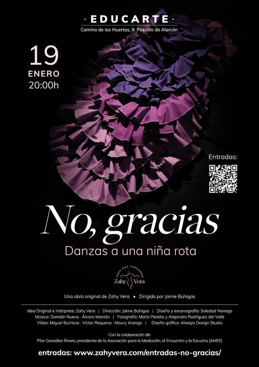 El año pasado, el 8 de diciembre de 2023, nos reunimos con Zahy Vera, artista con experiencia vivida de abuso sexual infantil y justicia restaurativa.  Para los que estéis en Madrid el 19 de enero, ¡aquí tenéis la invitación para ver 'No, Gracias' en directo! Que suerte!