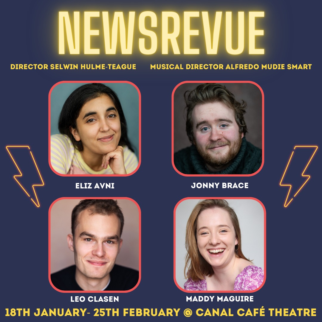 NewsRevue's tweet photo. And here they are - the first new NewsRevue cast of 2024 💥

Catch them in all of their hilarity from this Thursday 18th January, until Sunday 25th February! 

And make sure to book your £10 early bird tickets 👀 https://t.co/SkNR9Y0QQi