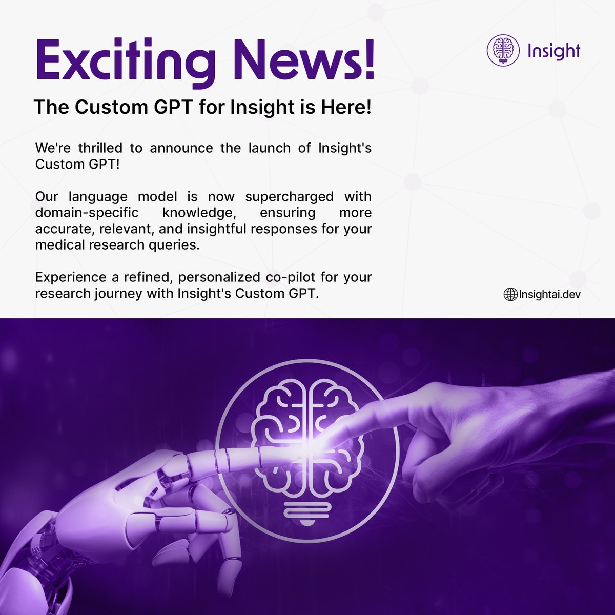 🔔Exciting Announcement: Introducing our very own custom GPT!

We're excited to share that Insight has gone the extra mile to enhance your research experience. Discover the seamless integration of cutting-edge technology with Insight's custom GPT at chat.openai.com/g/g-oK8wJGPMC-…
