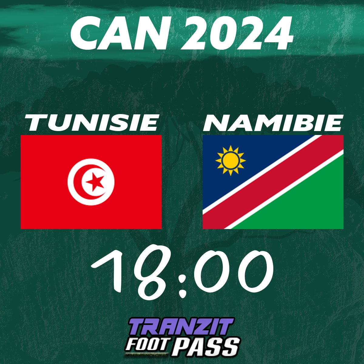 _Tranzit's tweet photo. ⚽TRANZIT FOOT PASS⚽

🔴⚪ Tunisie  - Namibie🔵🟢

🔴Début du Live à 18h !🔴

♻️RT x Follow pour visionner gratuit!

🔗 Lien en bio 🔗

#CAN2024  #TUNNAM  #Live #free #StreamingNow https://t.co/Wc6edtgSw9