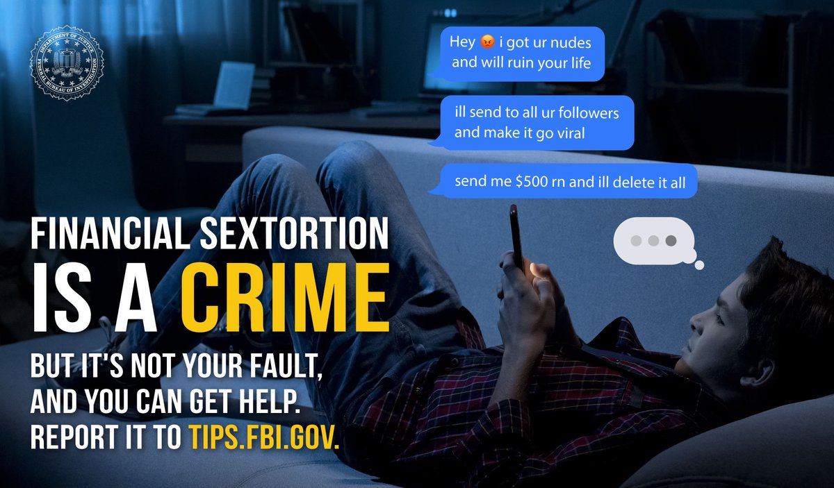 Shame. Fear. Confusion. Those are things a teen or child may feel that keep them from seeking help when they are the victim of a crime like sextortion. Do you know how to talk to your loved ones about how they can protect themselves online? fbi.gov/how-we-can-hel…