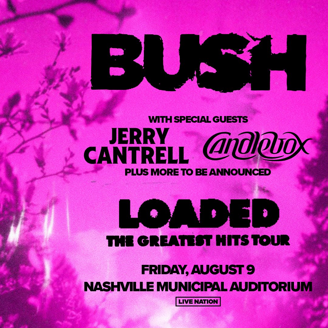 BUSH - Loaded: The Greatest Hits Tour with special guest Jerry Cantrell and Candlebox will be at the Municipal Auditorium on Fri, Aug 9th! VIP Presale tickets will be on sale TODAY at 12PM EST and remaining Presales will start 1/17/24 at 10AM CST and Public on 1/18/24!