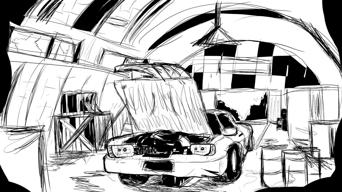 AugaKem's tweet photo. Here's an old sketch of a hangar/garage I did a year back https://t.co/LuFoDiZfVa
