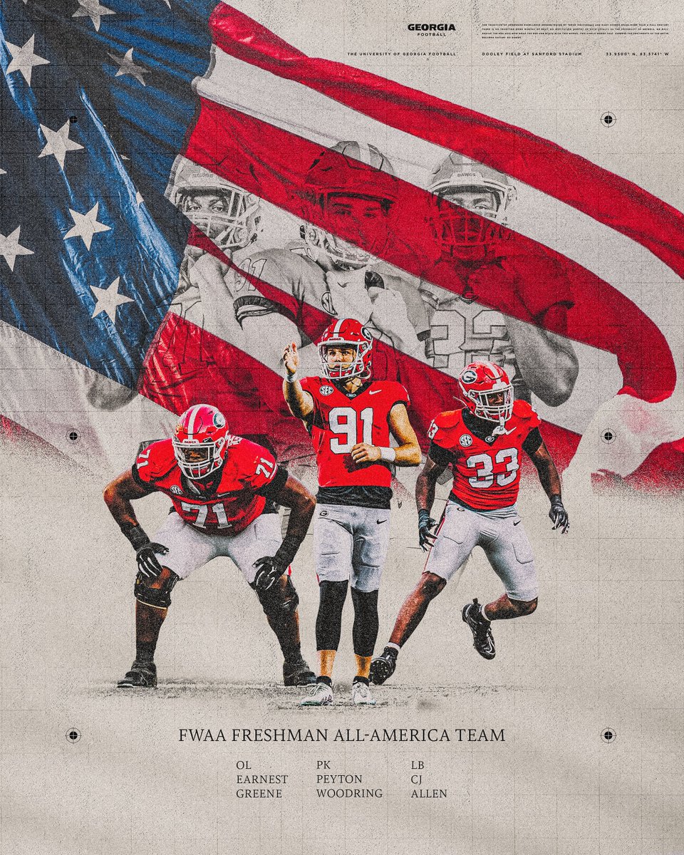 FWAA Freshman All-America Team 🇺🇸 @EarnestGreene_ @WoodringPeyton @therealcjay1 #GoDawgs