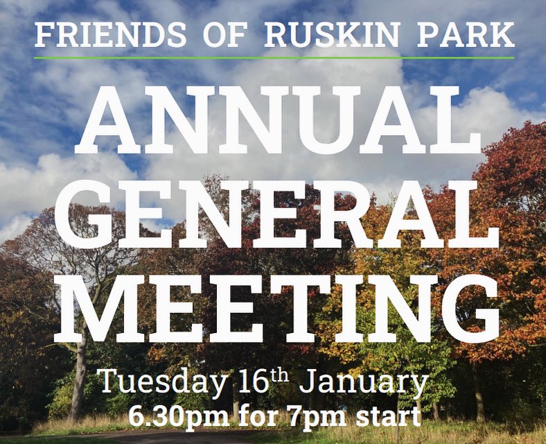 🚨Final call to join us at the Friends of Ruskin Park #AGM tonight. Come down to Temple Bowling Club (1A Sunset Road) to meet like-minded park users and learn more about #RuskinPark

All welcome! #LoveYourPark