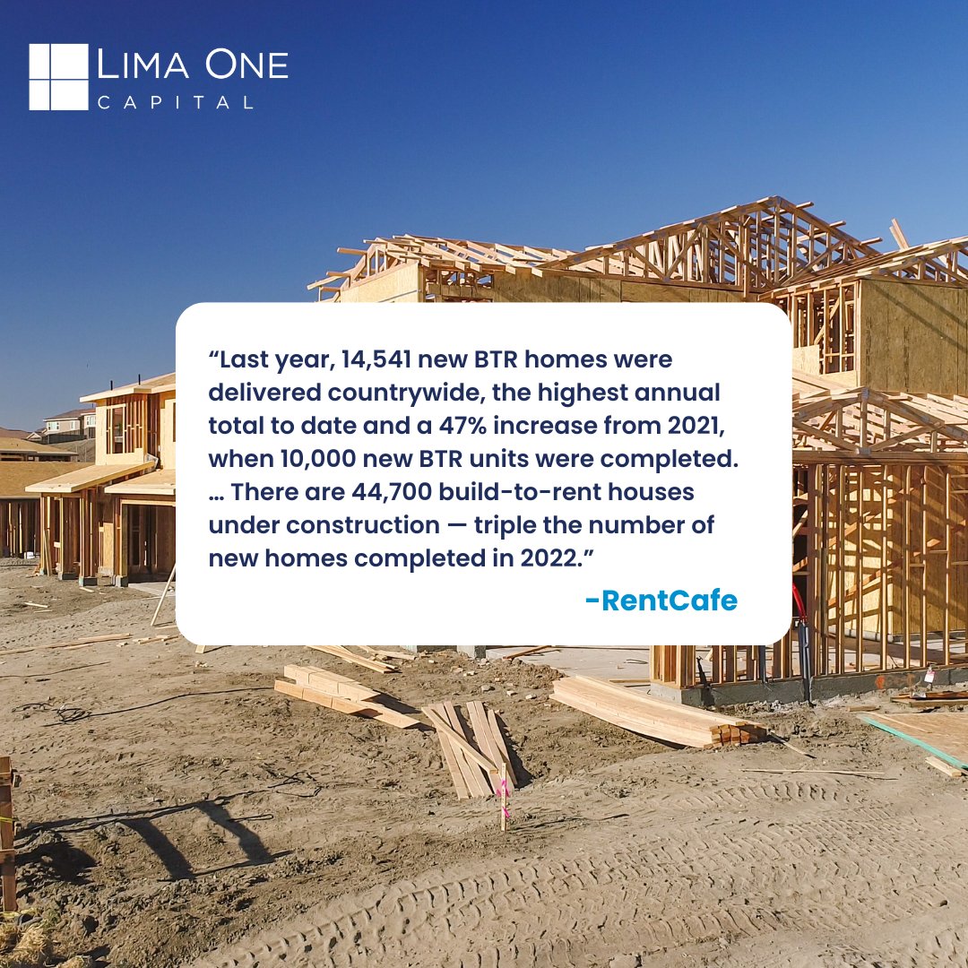 LimaOneCapital's tweet photo. The build-to-rent new construction market is projected to continue to grow in 2024. ๐๏ธ๐๏ธ
What can investors expect this year? Download our #2024HousingMarketOutlook to learn more. โก๏ธ https://t.co/ZMROxFo7NH
#LimaOne #RealEstateInvesting #SFRInvesting https://t.co/xo0DWKjijT