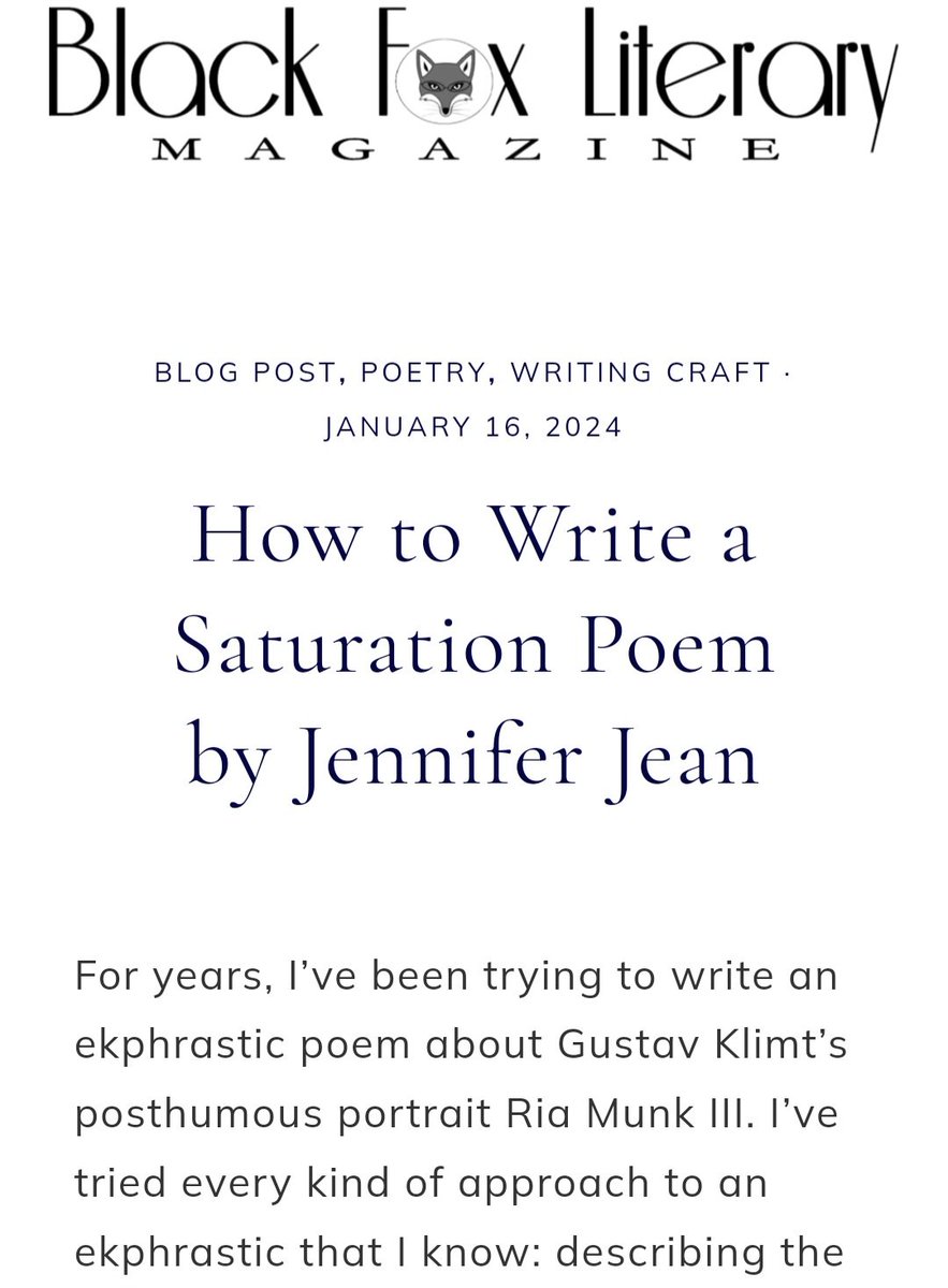 Thanks to @blackfoxlit for featuring my essay on the 'saturation' form (an audio ekphrastic) that I explore in my recent collection VOZ. Let me know if you try the form! ✨️ #saturation #VOZpoems 
 blackfoxlitmag.com/2024/01/16/how…