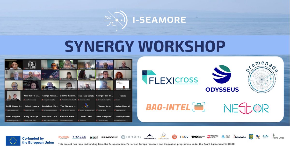 i_seamore's tweet photo. 👥 I-SEAMORE’s Synergy Workshop wrap up!

🤝 Featuring @flexi_cross, @odysseus_heu, @Promenade_H2020, @BAGINTEL and @Nestor_H2020.

👀 Read all about it in 🔗 https://t.co/W3cgRoCO6e

#ISEAMORE #FlexiCross #ODYSSEUS #PROMENADE #BAGINTEL #NESTOR #Synergy #Innovation #Collaboration https://t.co/mkpnb6Mcu3