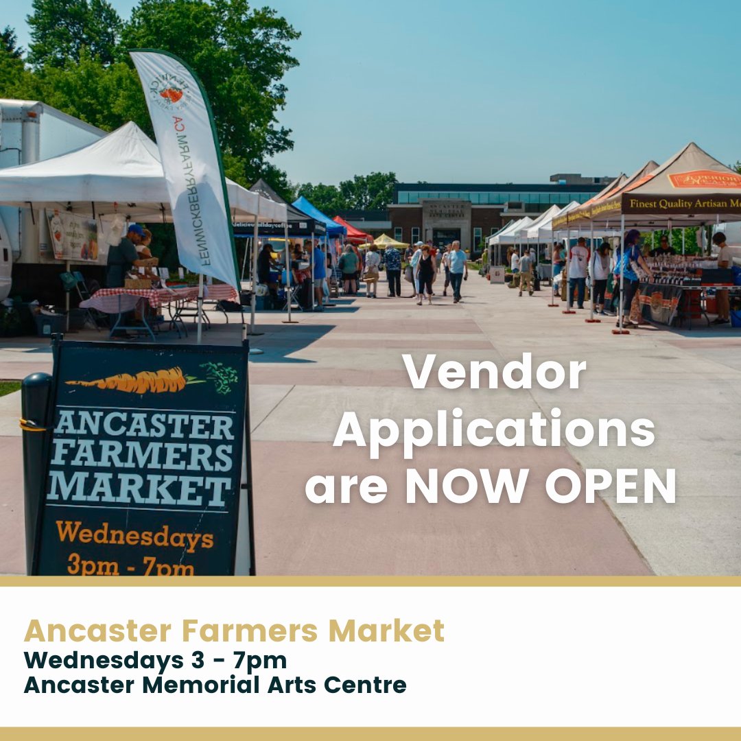 Vendor applications are now open for the 2024 season at the Ancaster Farmers Market! 🥕 Visit this link for all the details: shopancasterfarmersmarket.com/prospective-ve… #AncasterVillage #HamOnt