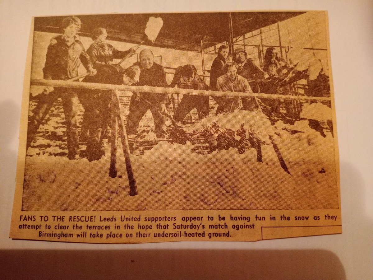 Me and a load more volunteers Back around 76/77 clearing snow off the low fields terrace so the Leeds v Birmingham game could go ahead 💙💛