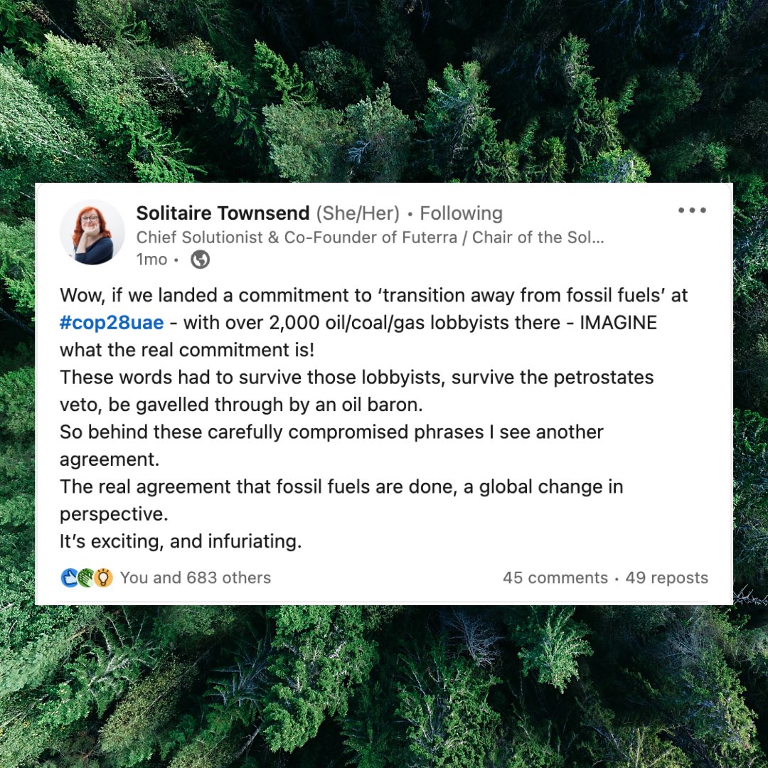 COP28 might feel like old news, but the real work is only just beginning! We need to hold our governments accountable to make sure they stick to the commitments they made during the conference… 👀