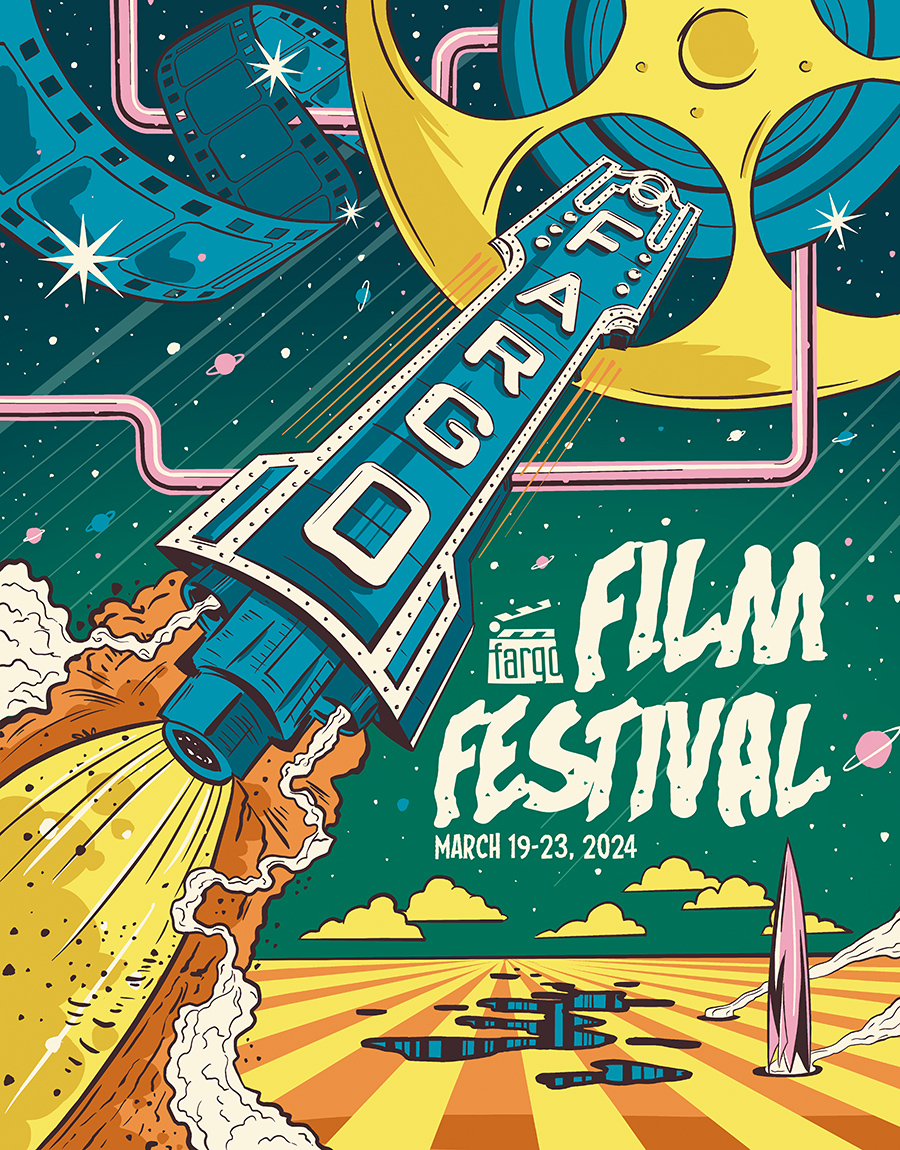 Every year, the Fargo Film Festival commissions an original piece of cover art from a local or regional artist. This year, the FFF Cover Artist is Troy Becker. The Fargo Film Festival is proud to reveal the official cover art for the 2024 program guide!