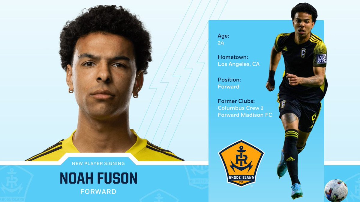 RhodeIslandFC's tweet photo. ✍️ 🆕 Noah Fuson joins RIFC after spending the last 2 seasons with @ColumbusCrew2. The 24-yr-old striker tallied 20 goals and nine assists over the last two @MLSNEXTPRO seasons.
Fuson’s signing will be finalized pending league/federation approval.
#WickedGoodSigning | #RIFC⚓ https://t.co/bWqc1HUP4r