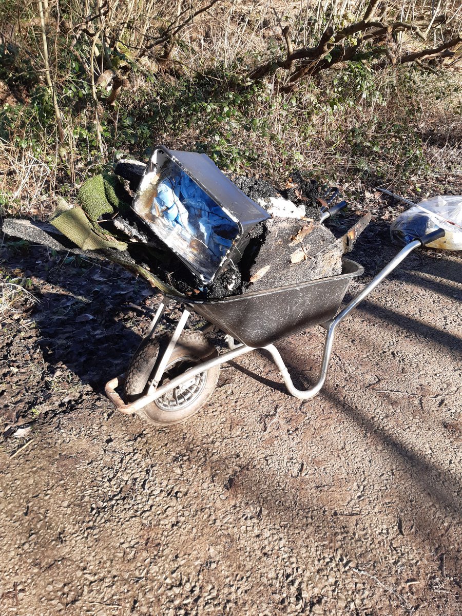 Interesting rubbish collection on our workparty yesterday...including remains of a wet pour playground surface and an electric saw.  It seems more effort to dump stuff on Tipside than to take to Eastwood, but the wet pour would elicit a charge I suppose.