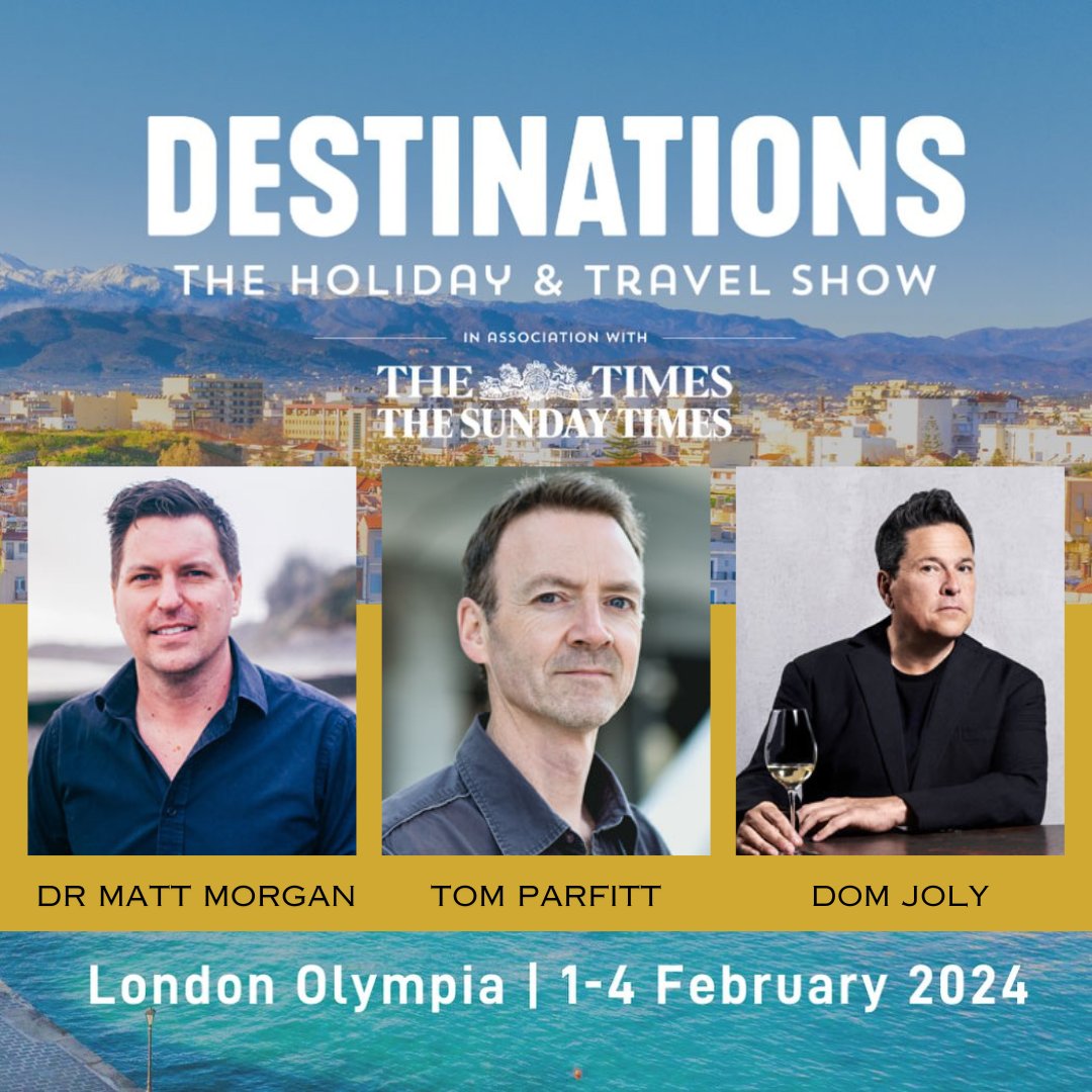 Not long until Destinations: The Holiday & Travel Show @DestinationShow opens its doors at London Olympia from Feb 1st to Feb 4th! On Feb 3rd we will be joined on the Travel Stage by @dr_mattmorgan @tomparfittuk @domjoly 👉stanfords.co.uk/stanfords-trav…