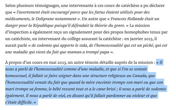 davidperrotin's tweet photo. Un aperçu des cours religieux obligatoires au sein du lycée Stanislas défendu par Amélie Oudéa-Castéra révélé par l'inspection. C'était en mai dernier.
➡️https://t.co/MSKT4DQnKE https://t.co/02J21M0kyc