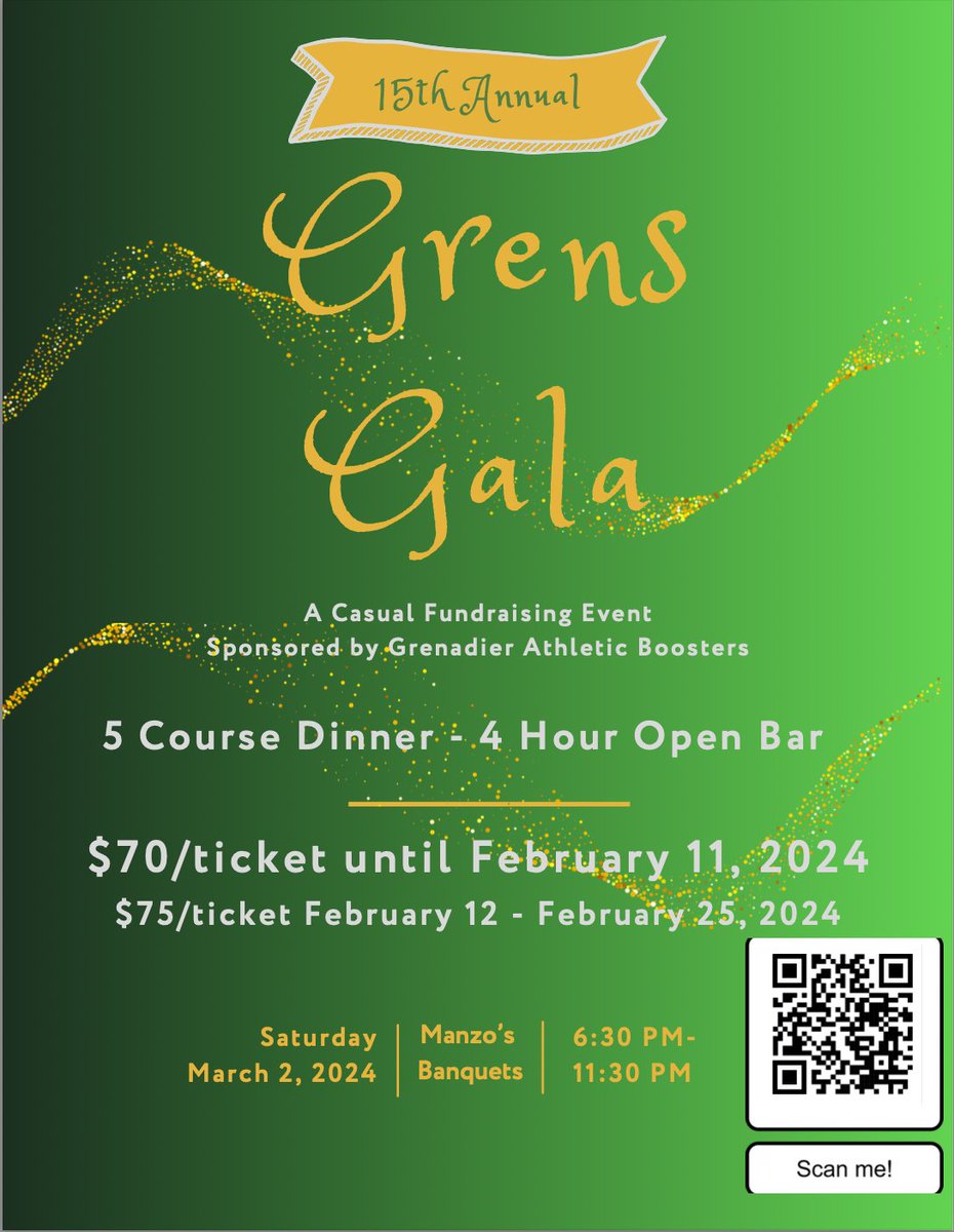 Attention EG Baseball Families:  Please consider supporting Grenadiers Athletics by attending the Grens Gala on March 2nd!  Thank you in advance for your support.  Go Grens!
