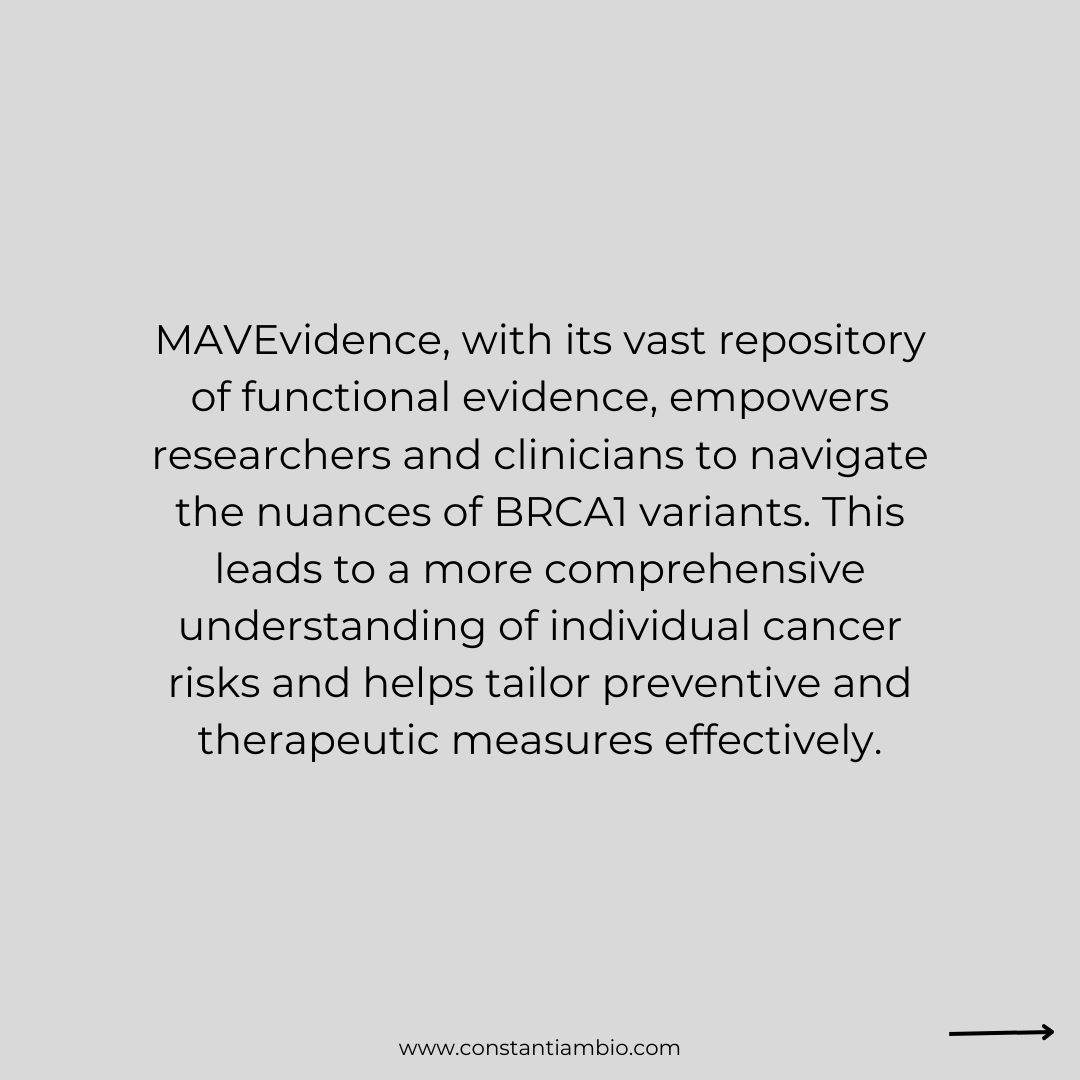 ConstantiamBio's tweet photo. Advancing BRCA1 gene research in #cervicalcancer  with #MAVEvidence. Our tool provides crucial, updated genetic data, enhancing diagnosis accuracy and closing gaps in assessment. 
#CervicalCancerAwarenessMonth https://t.co/xziAustY7u