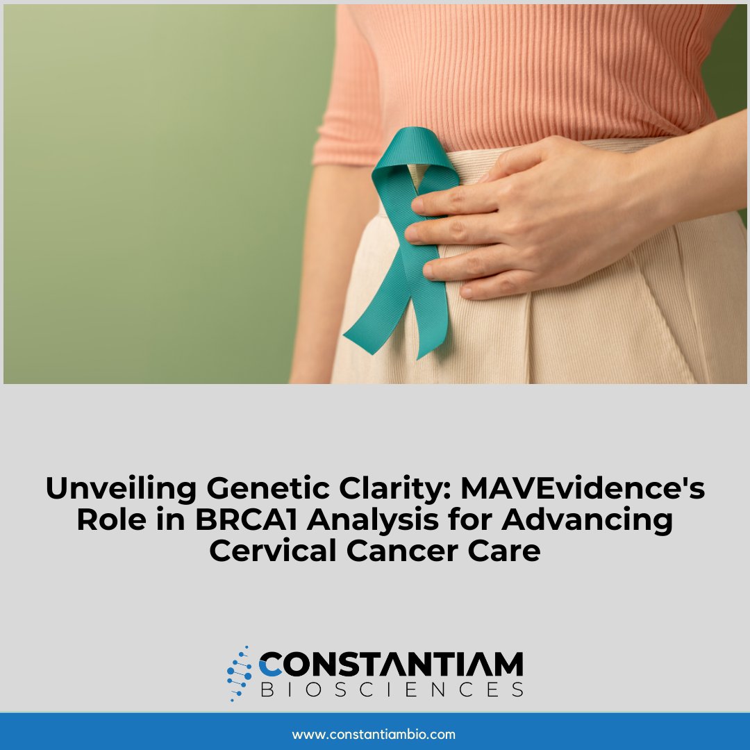 ConstantiamBio's tweet photo. Advancing BRCA1 gene research in #cervicalcancer  with #MAVEvidence. Our tool provides crucial, updated genetic data, enhancing diagnosis accuracy and closing gaps in assessment. 
#CervicalCancerAwarenessMonth https://t.co/xziAustY7u