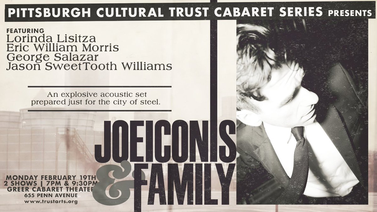 🔥Pittsburgh! MON FEB 19th | 7pm &amp; 9:30pm🔥
...An explosive acoustic cabaret set just for YOU!...
🥃ICONIS &amp; FAMILY w/ Lorinda Lisitza, Eric William Morris, George Salazar, Jason SweetTooth Williams
🎟️ trustarts.org/production/886…