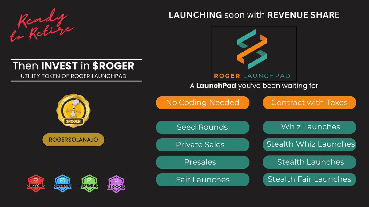 Are you an influencer 
Auditor
Kyc 
Call group 
Or any crypto related KOL

We are launching a all new #ROGER LaunchPad on #Solana 

Join the team. 
T.me/roger_portal 

#SolanaCommunity #Solanaseason <a href="/roger_intl/">R O G E R PAD | Solana</a>