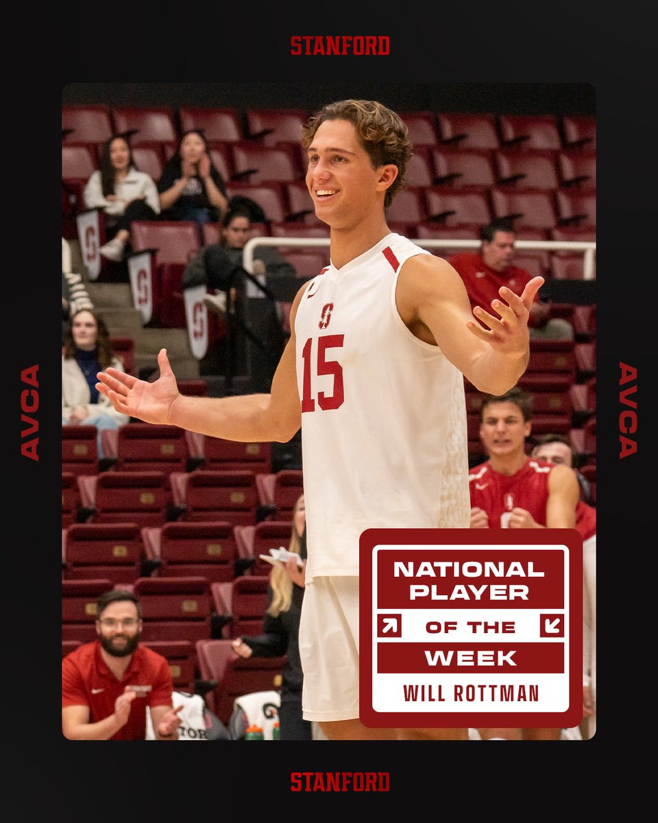 For the second time in his career, Will Rottman is the <a href="/AVCAVolleyball/">AVCA</a> National Player of the Week 👏

🗞️ » stanford.io/3S3NTSN

#GoStanford
