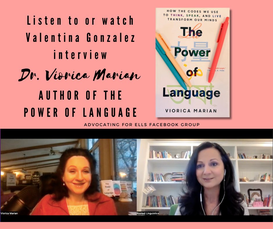 🌍 ναℓєηтιηα gσηzαℓєz (@valentinaesl) on Twitter photo If you are in the private FB group Advocating for ELLs, have a listen🎧 or look👀 at this informative interview I got to have with the author of The Power of Language, <a href="/VioricaMarian1/">Viorica Marian</a>
#multilingual #bilingual #ESOL #ESL #teaching #education
facebook.com/groups/Advocat… If you are in the private FB group Advocating for ELLs, have a listen🎧 or look👀 at this informative interview I got to have with the author of The Power of Language, <a href="/VioricaMarian1/">Viorica Marian</a>
#multilingual #bilingual #ESOL #ESL #teaching #education
facebook.com/groups/Advocat…