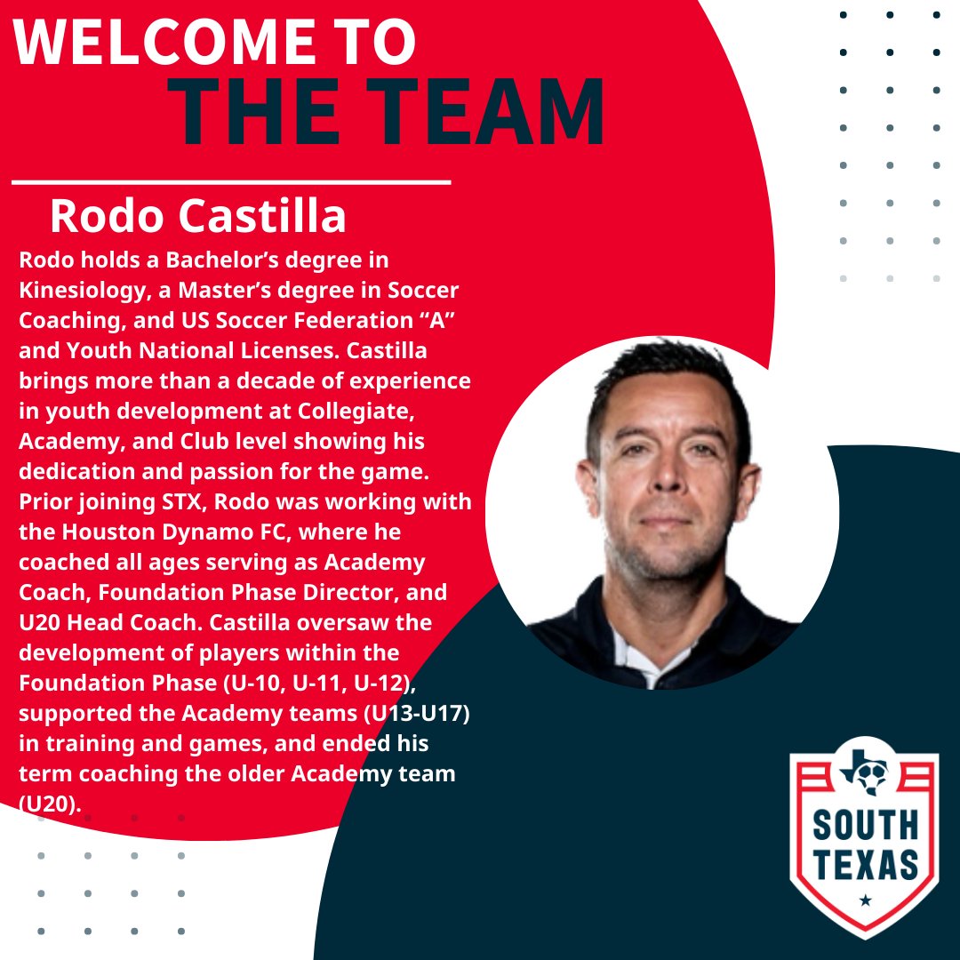 stxsoccer's tweet photo. Through these COLD🥶❄️ times, please Join Us in giving a Warm👏🙌 Welcome to our newest team member, Rodo Castilla🔴⚪️🔵
#STX #Stxsoccer #ForTheLoveOfTheGame https://t.co/uC4fGIcjhB