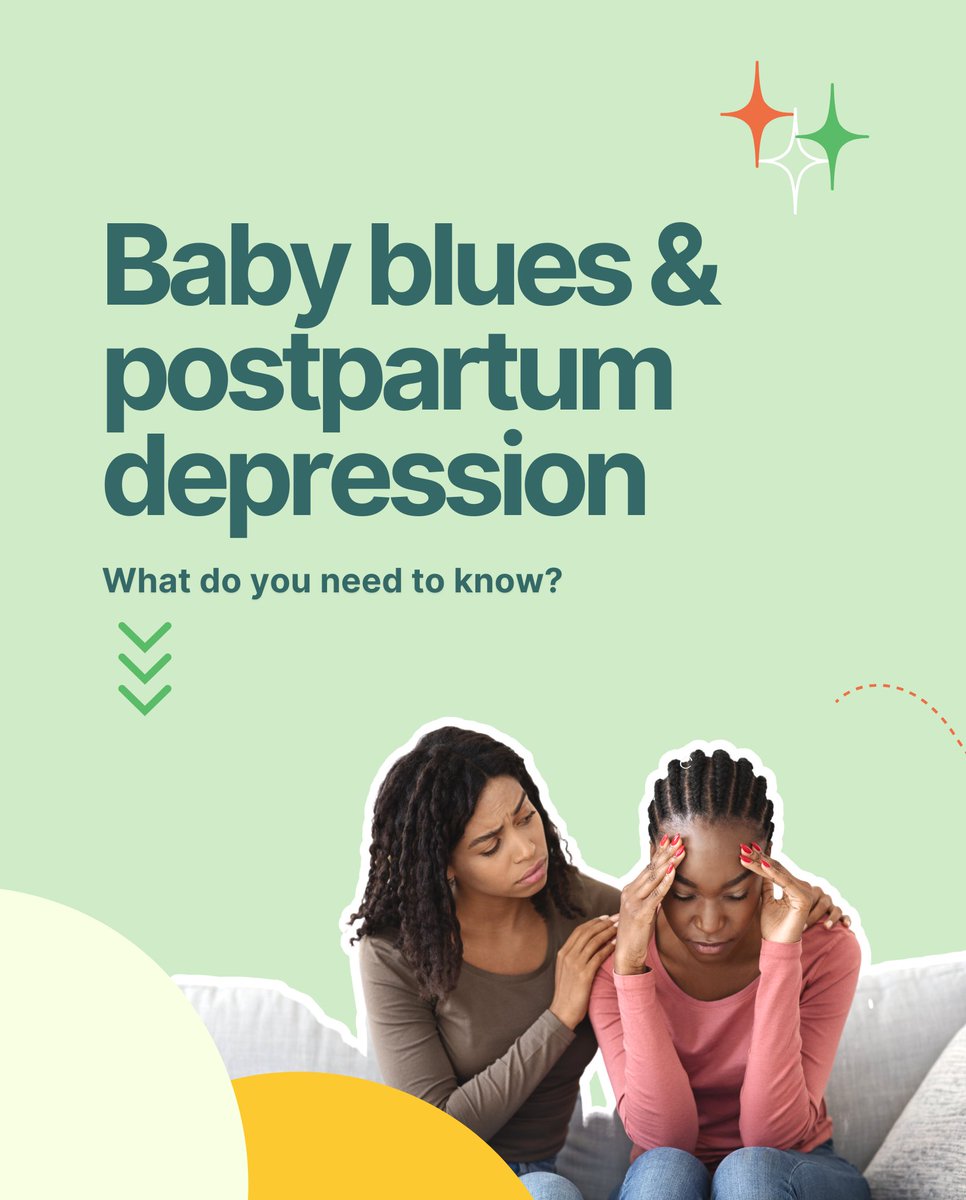 🧵Here's what you need to know about 'baby blues' and postpartum depression ⬇️

#postpartumdepression #blackwomenshealth #babyblues