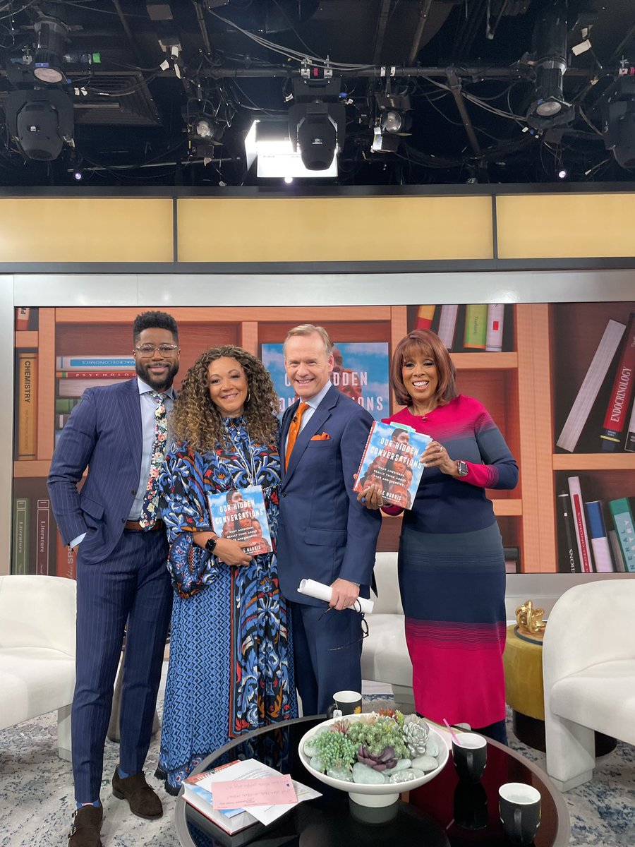 michele_norris's tweet photo. Who says conversations about race have to feel icky & uncomfortable? We sure had fun doing it at @CBSMornings. I so loved talking to @GayleKing and @nateburleson and @jdickerson about my new book, #OurHiddenConversations & the evolution of #TheRaceCardProject. https://t.co/jihDEQ5KtK