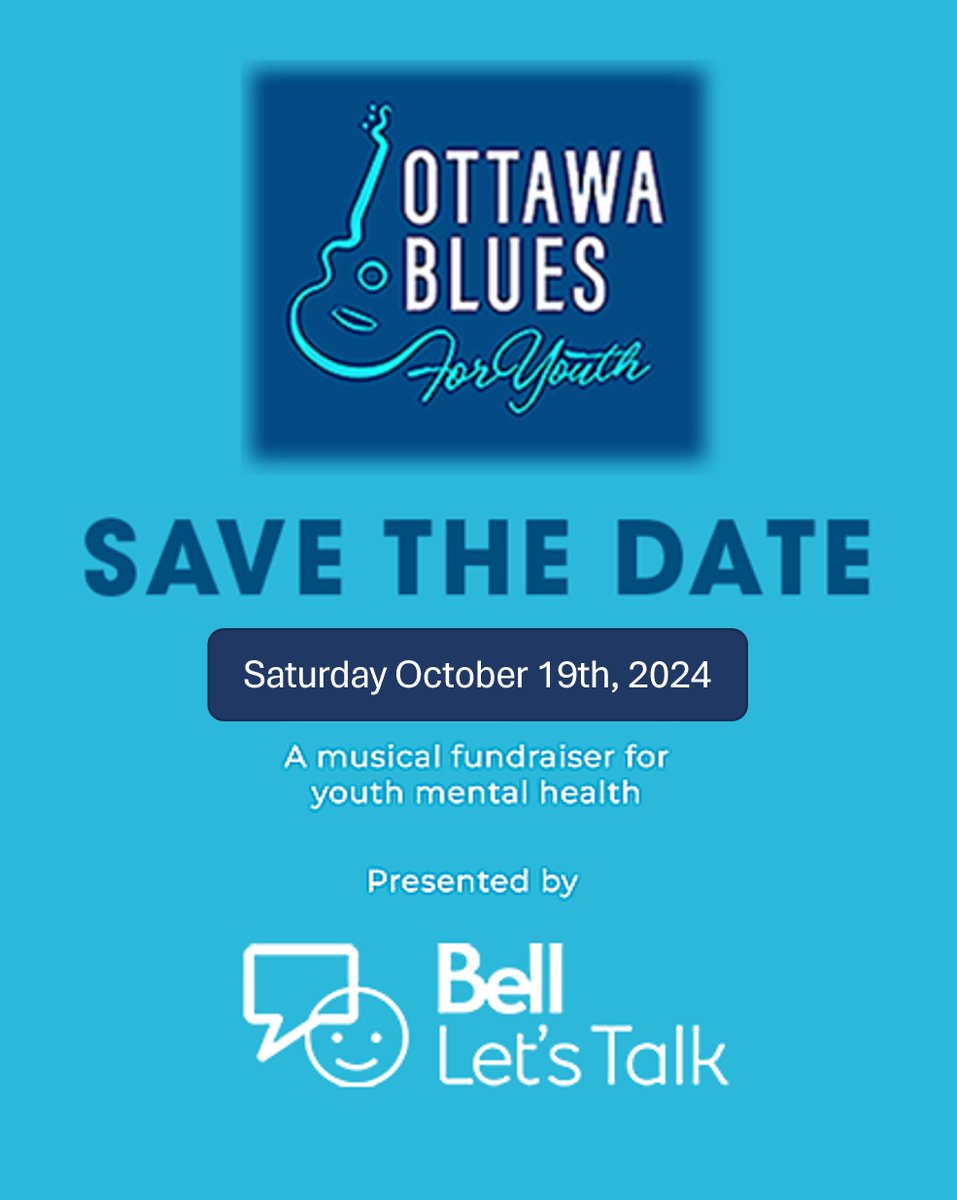 OttBluesYouth's tweet photo. Save the date! 

Ottawa Blues for Youth is back for the fourth time at @irenespub, presented by @bell_letstalk.

Join us on Sat Oct 19th, 2024 for a night of all-star blues and outstanding auction items all in support of youth suicide prevention at @theroyalfdn.

Stay tuned! https://t.co/J0bHgpwnO1
