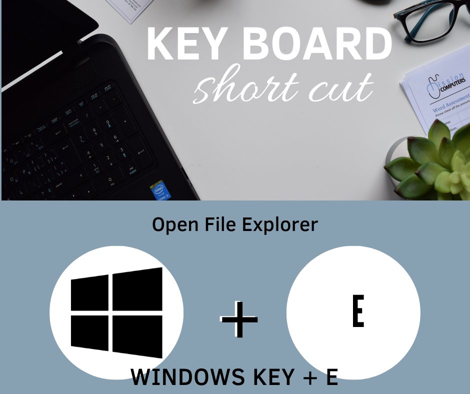 So easy to open File Explorer when you use Windows key + E key. #KeyboardShortcut