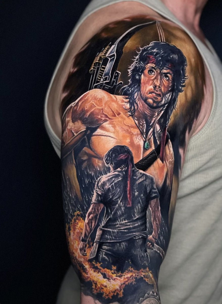 Now that is what we call art! It’s amazing what these artists can do on skin nowadays. #SylvesterStallone #Rambo #JohnRambo #SlyStallone #Tattoo #Art