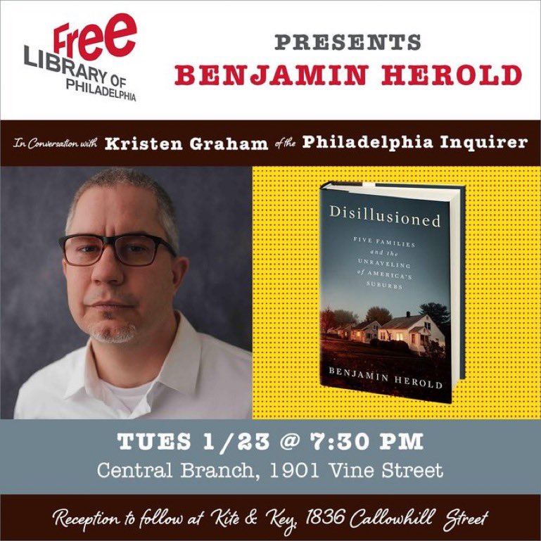 Kristen Graham (@newskag) on Twitter photo I am SO EXCITED to talk about his important, eye-opening education opus “Disillusioned” with my friend and former #phled reporter pal <a href="/BenjaminBHerold/">Benjamin Herold</a> a week from today, 1/23 at <a href="/FreeLibrary/">Free Library of Philadelphia</a>. If you care about schools, you should join us. (And if you can’t, read the book anyway!) I am SO EXCITED to talk about his important, eye-opening education opus “Disillusioned” with my friend and former #phled reporter pal <a href="/BenjaminBHerold/">Benjamin Herold</a> a week from today, 1/23 at <a href="/FreeLibrary/">Free Library of Philadelphia</a>. If you care about schools, you should join us. (And if you can’t, read the book anyway!)