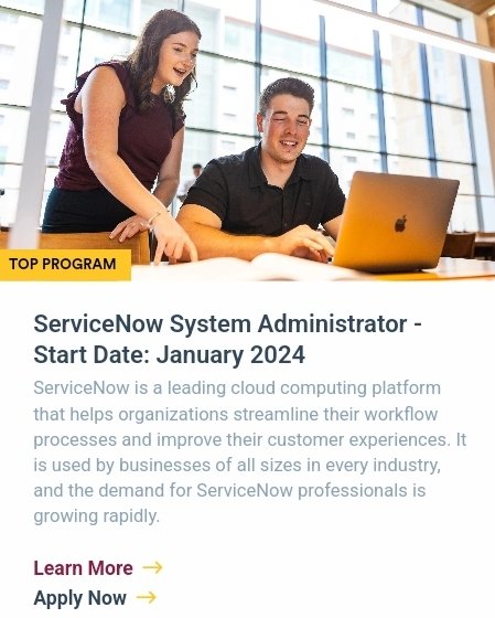 If you're interested in ServiceNow, apply to this program: assets.ea.asu.edu/AZNext/Applica… You can learn more about it here: aznext.pipelineaz.com/static_assets/…