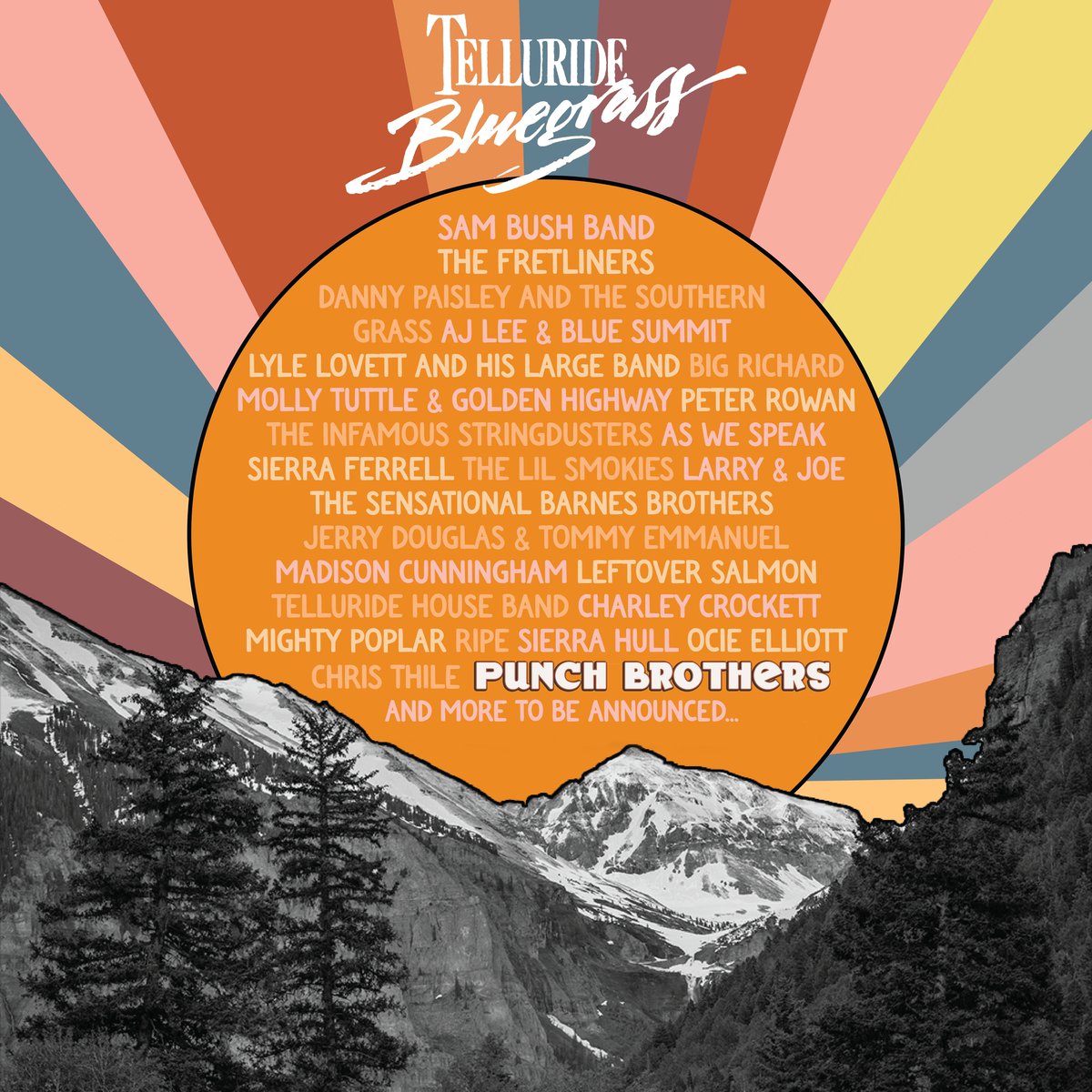 Punch Brothers, @mighty_poplar, and @christhile will all play this year's Telluride Bluegrass Festival! See all the details at bluegrass.com/telluride -PB HQ