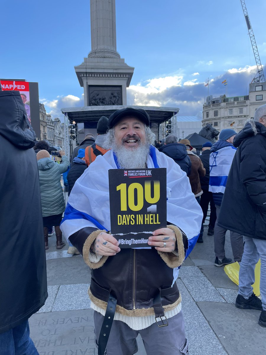 At the #Israel rally in Trafalgar Square today. 100 days since 7/10. 🇮🇱✡️🇮🇱 #BringThemAllHomeNow