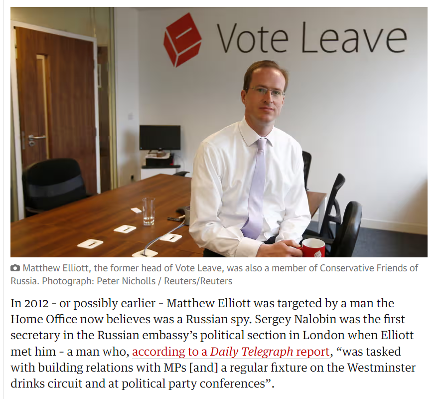 @Eyeswideopen69 @CrabbyValiant Well, that is interesting. Matthew Elliot was a founding member of the Conservative Friends of Russia and hung around with a Russian spy.

And thanks to Liz Truss, the CEO of Vote Leave
and Founder of the TaxDodgers' Alliance is being handed a seat in the House of Lords