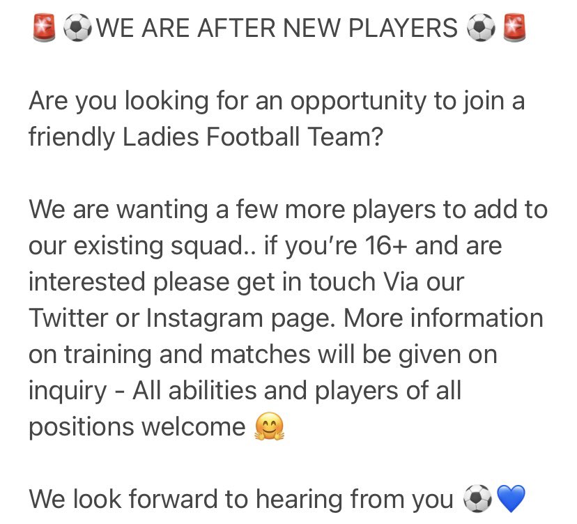 CreditonLadies's tweet photo. 📣 NEW PLAYERS WANTED 📣 https://t.co/tqy5yJljFq