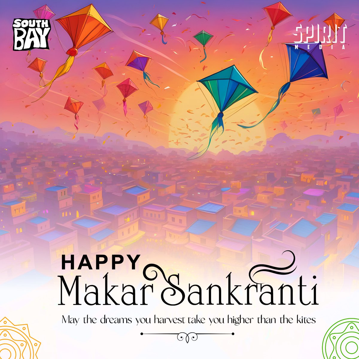 As the kites dance in the sky, may your aspirations take flight and reach new heights of accomplishment. Wishing you a Sankranthi filled with joy and soaring dreams! 🌟🪁 #SkyFullOfDreams #SouthBay #SpiritMedia #HappySankranthi