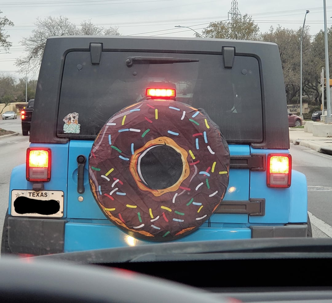 I got pulled over this morning and the police officer said, 'Do you know why I pulled you over?' I said, 'Yes, but unfortunately that's not a real donut, it's just a tire cover.' Now I need bail money. #614clinton