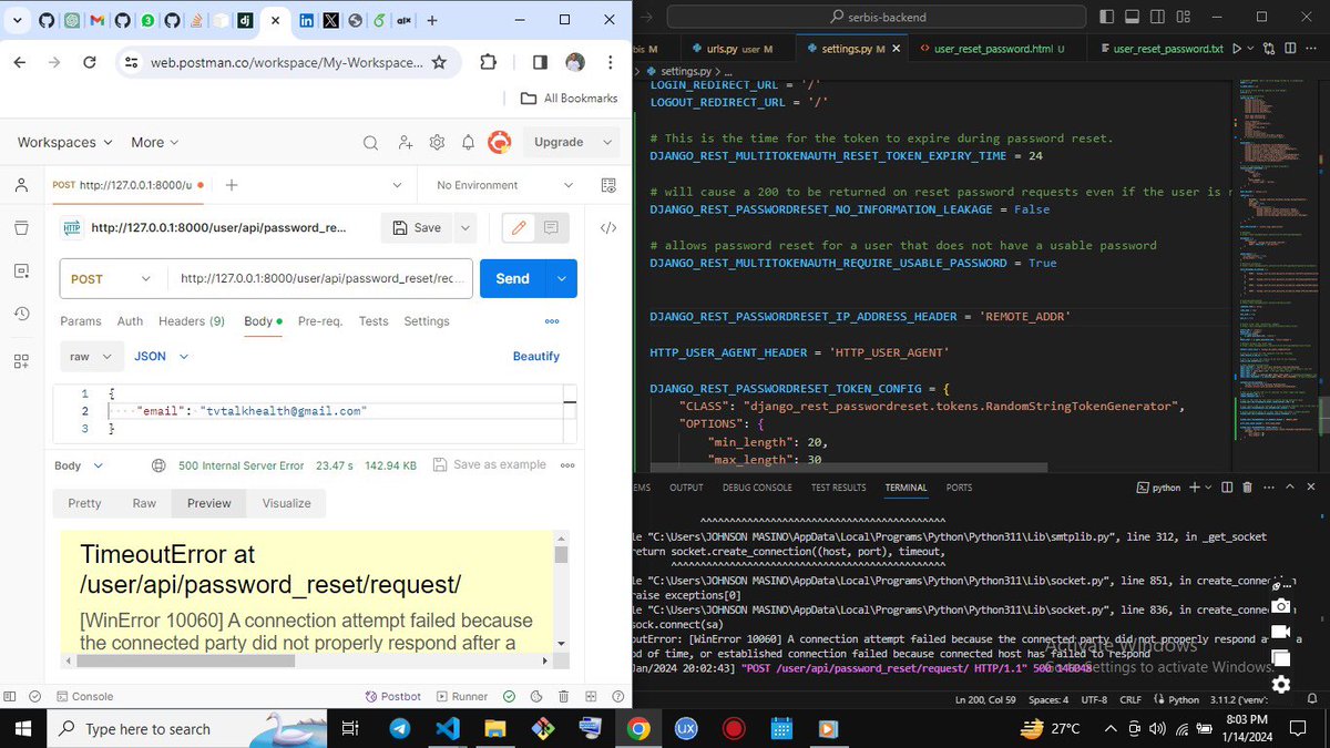 masino_oficial's tweet photo. Its been two days and I’m still struggling with this "Timeout Error"
This connection bug is really buggy 🤦🏻♂️
#developers #codinglife #CodingJourney #django #pythonprogramming #softwaredevelopment #BUGS #debugging #error #timeouterror #programminghelp #alx_se #faces_of_alx #code https://t.co/XC0vbFrDmc
