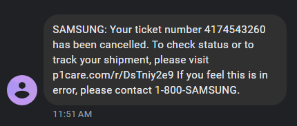 mfagerstrom's tweet photo. @SamsungUS @SamsungSupport @WNYT
@SpecNews1Albany
@WTEN
@CBS6Albany
@timesunion
@dgazette
Instead of honoring their warranty, @SamsungUS @SamsungSupport stalls for a month and a half until the warranty expires, then cancels my repair ticket. https://t.co/k3yEZfMLQ4