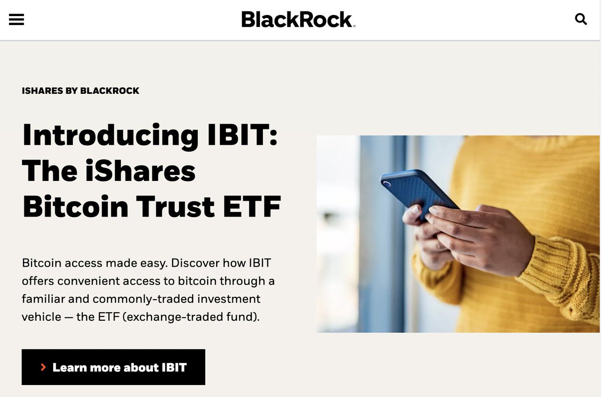 NEW: <a href="/BlackRock/">BlackRock</a> IS ADVERTISING ITS SPOT $BTC ETF ON ITS HOMEPAGE