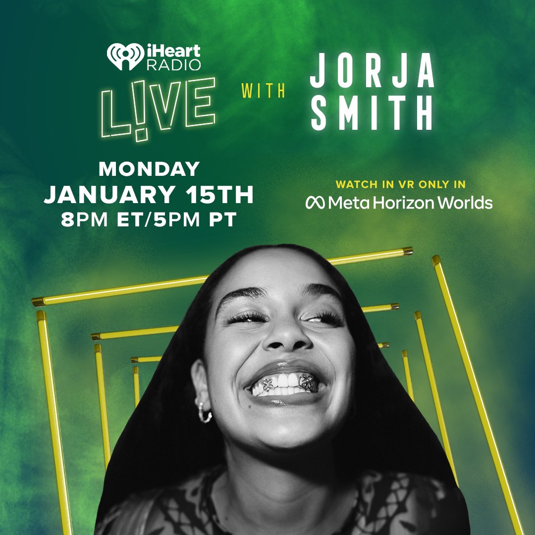 Tomorrow! Watch @JorjaSmith’s iHeartRadio LIVE show at 5pm PST! #iHeartJorjaSmith @MetaHorizon 

RSVP: ihr.fm/iHeartJorjaSmi…
